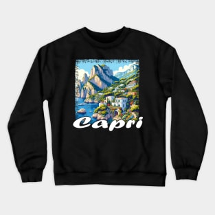 Capri Italy Cliff Town Holiday Grunge Crewneck Sweatshirt